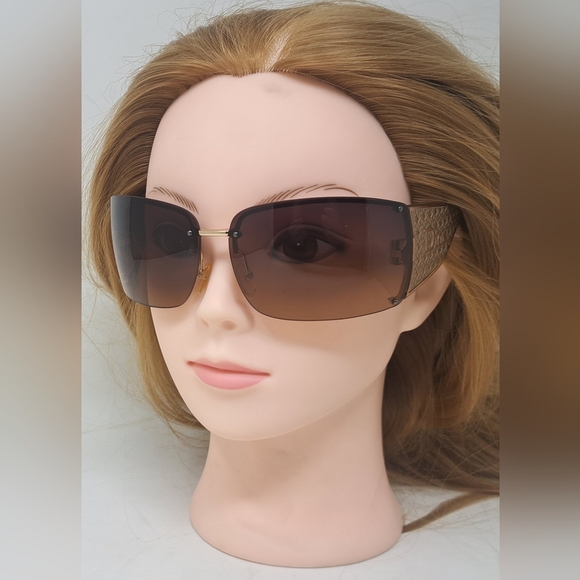 Dior Women's Sunglasses Quadrillee Brown Gold Vintage Y2K OHSR1 71-13-130 - Picture 12 of 16